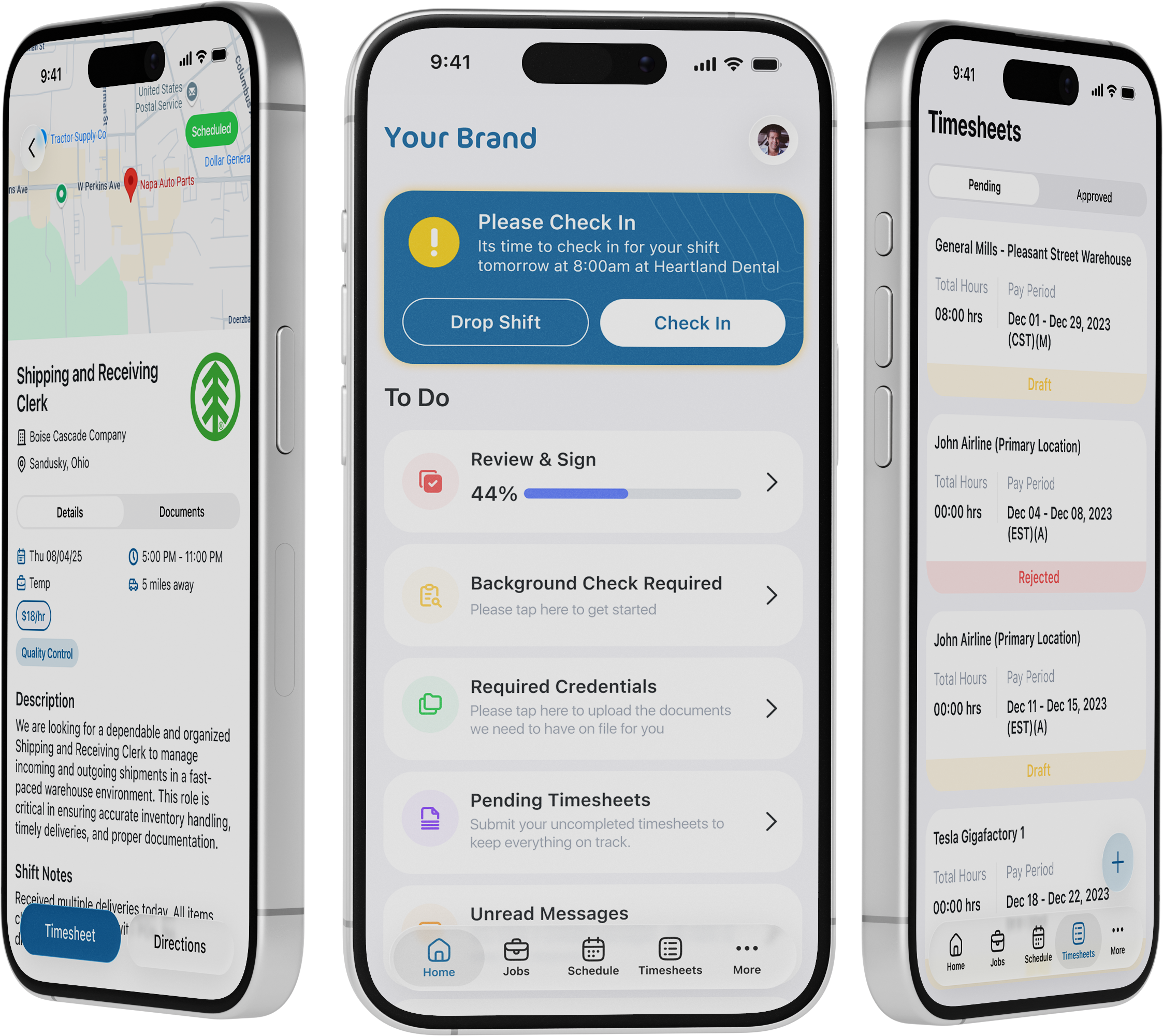 StaffingOS branded worker mobile app